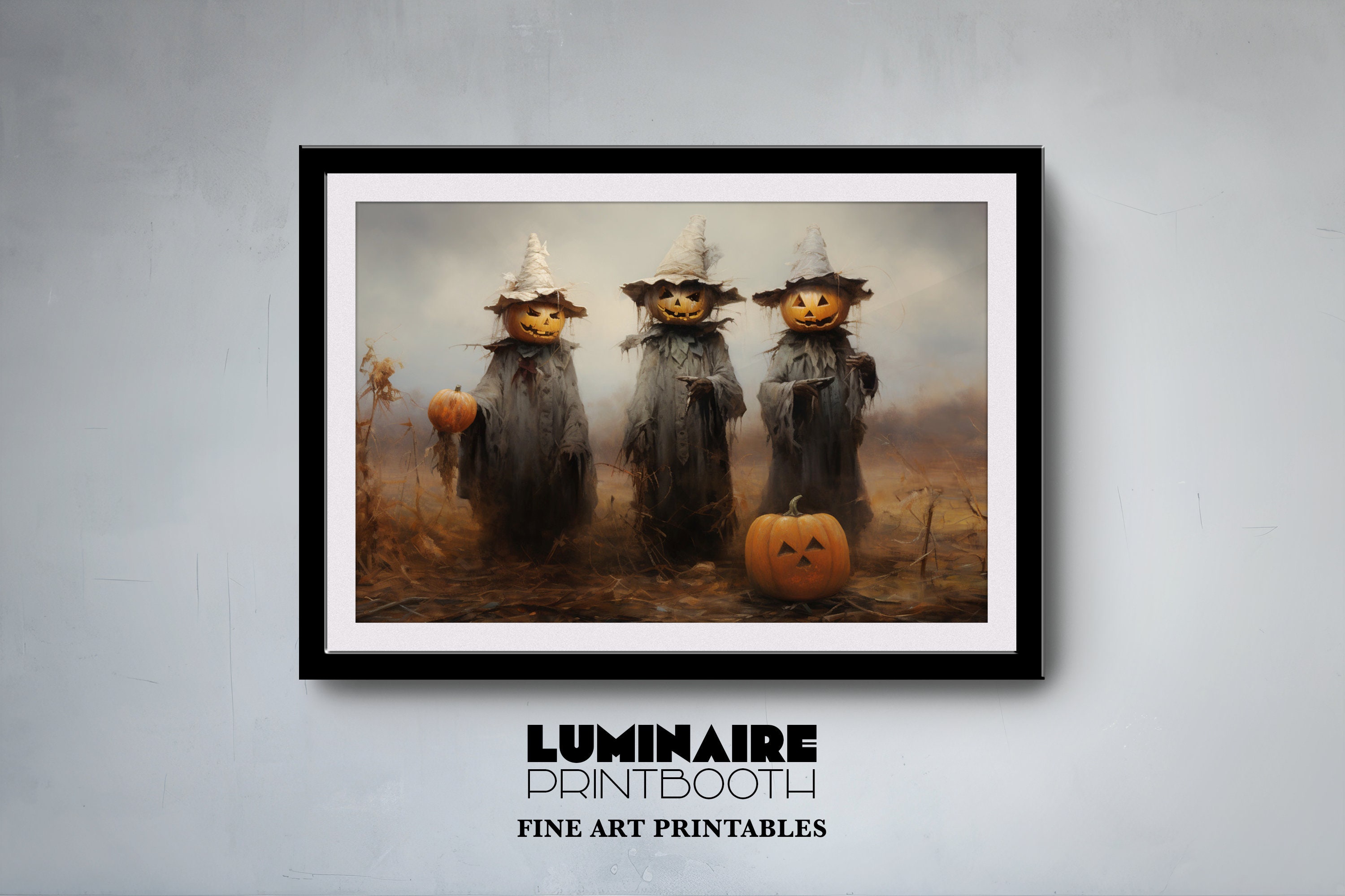 PRINTABLE Vintage Halloween Wall Art Scarecrows With Etsy