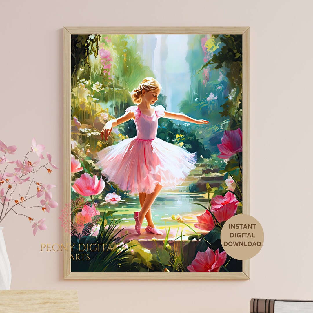 Ballerina Print Wall Art Girl Nursery Prints Pink Ballerina Etsy