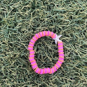 pink and orange &quot;under the sunset&quot; clay bead bracelet