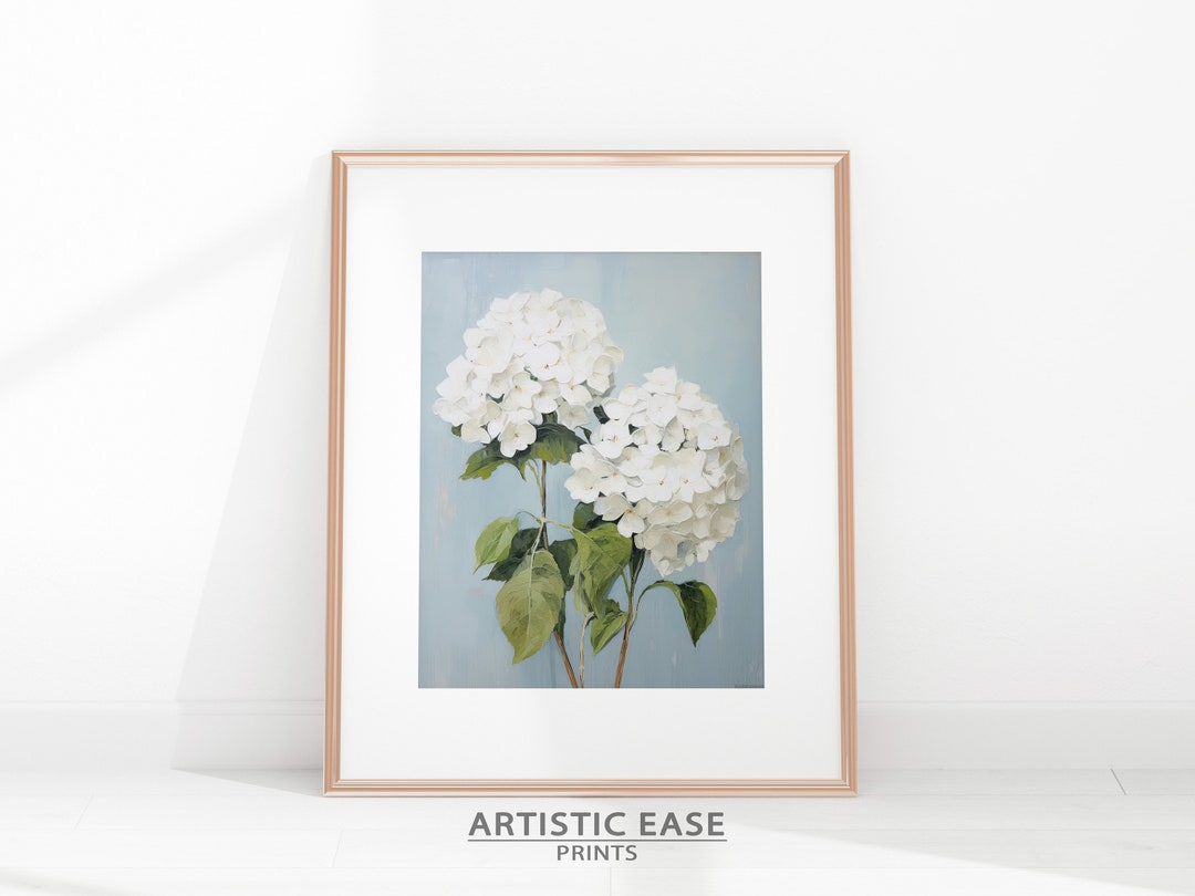 Hydrangea Wall Art Print, White Hydrangea Poster, Hydrangea Wall Decor ...