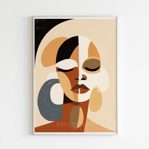Abstrakte Frau Gesicht Druck, weibliches Gesicht Kunst, Boho Frau Linie Zeichnung, Neutral Galeriewand, druckbare Wandkunst, Boho-Wand-Dekor