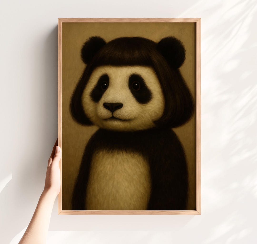 Funny Panda Portrait, Cute Animal Wall Art, Whimsical Panda ...