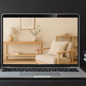 Scandinavian Zoom Background: Minimalist Home Office Style (3 Sizes Included)