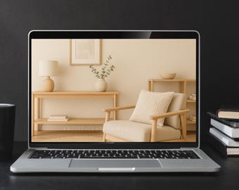 Scandinavian Zoom Background: Minimalist Home Office Style (3 Sizes Included)