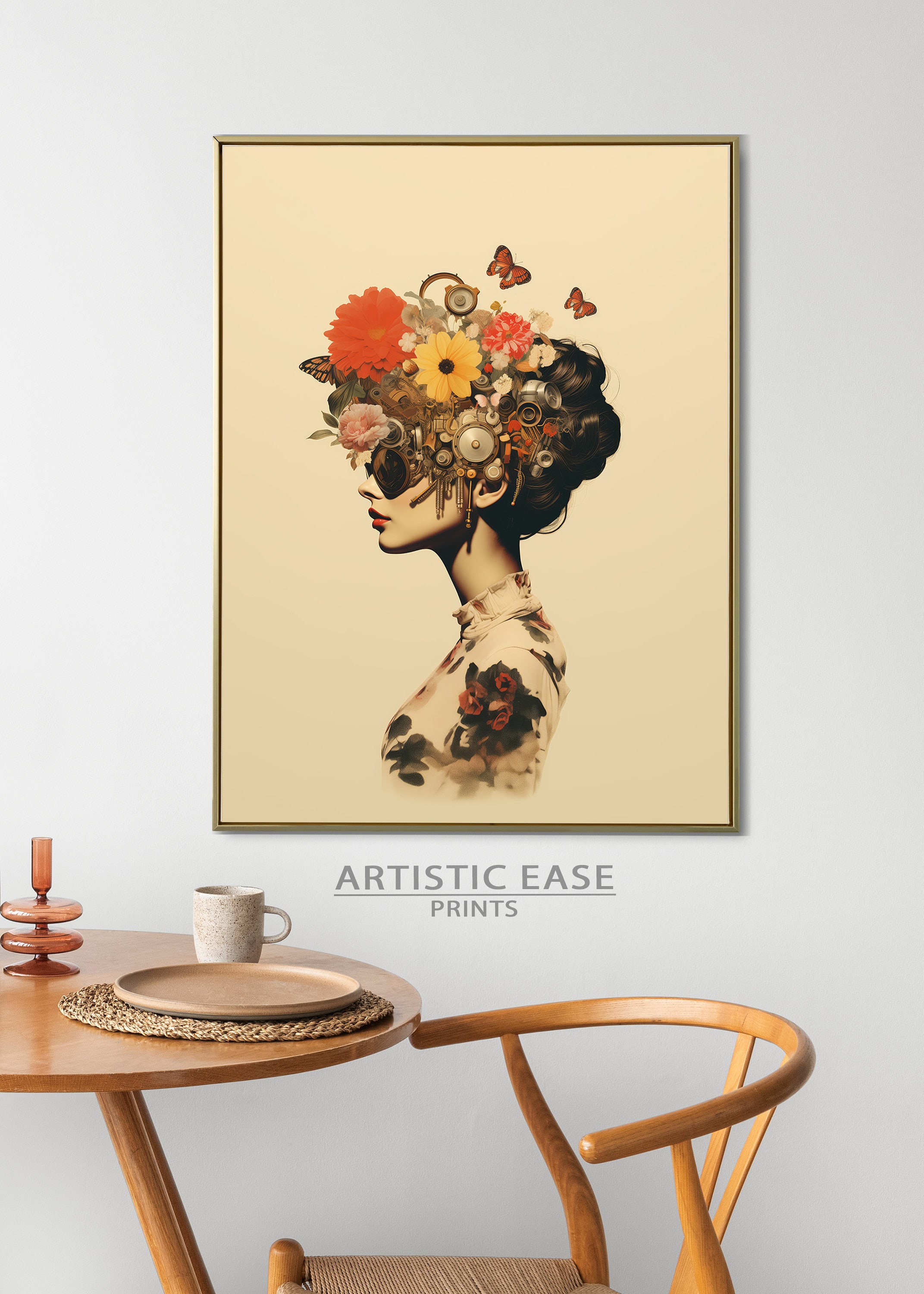 Abstract Woman Wall Art, Woman Portrait Art Print, Woman Butterfly Head ...