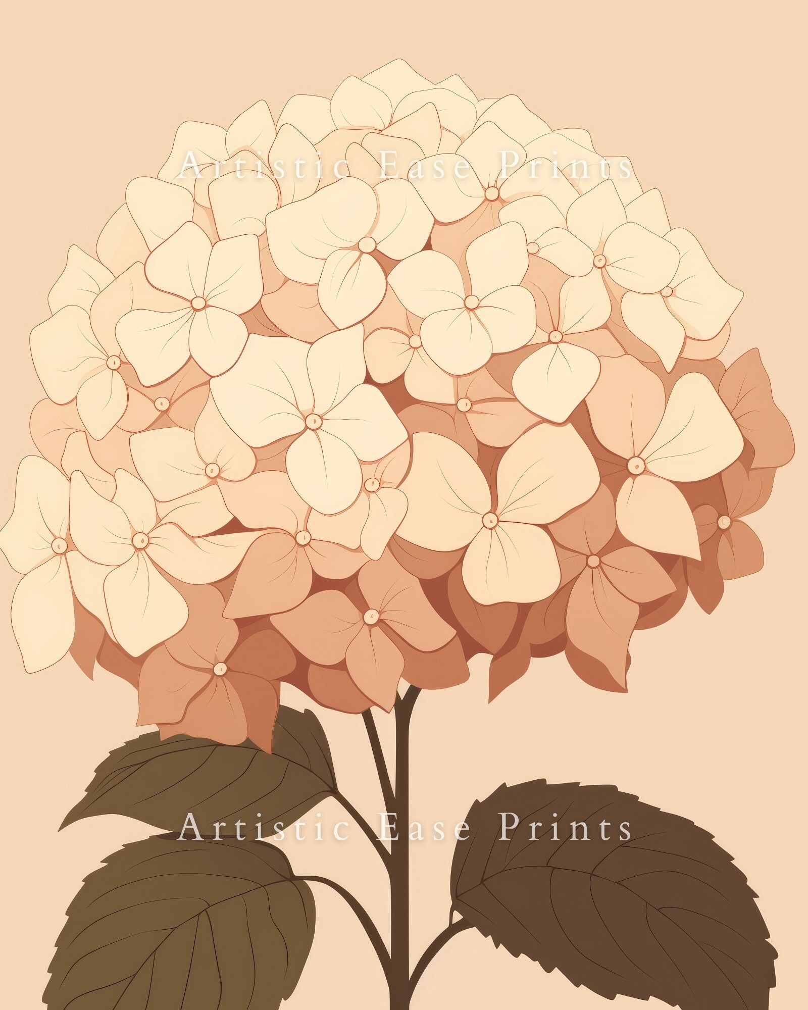Vintage Hydrangea Print Boho Wall Decor, Romantic Floral Wall Art, Downloadable Hydrangea