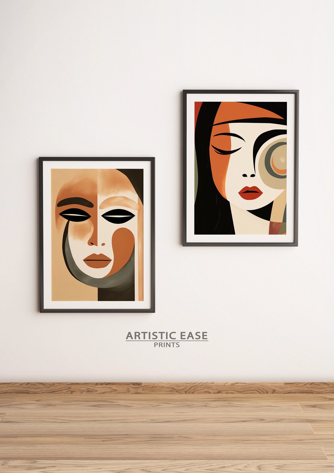 Boho Gallery Wall Set of 2 Prints Abstract Printable Wall Etsy