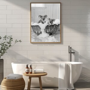 Koala Bathroom Art, Animal in Bathtub, Nursery Animal Print, Koala in Shower, Bathroom Poster Print, Bath Tub Art, Whimsy image 3