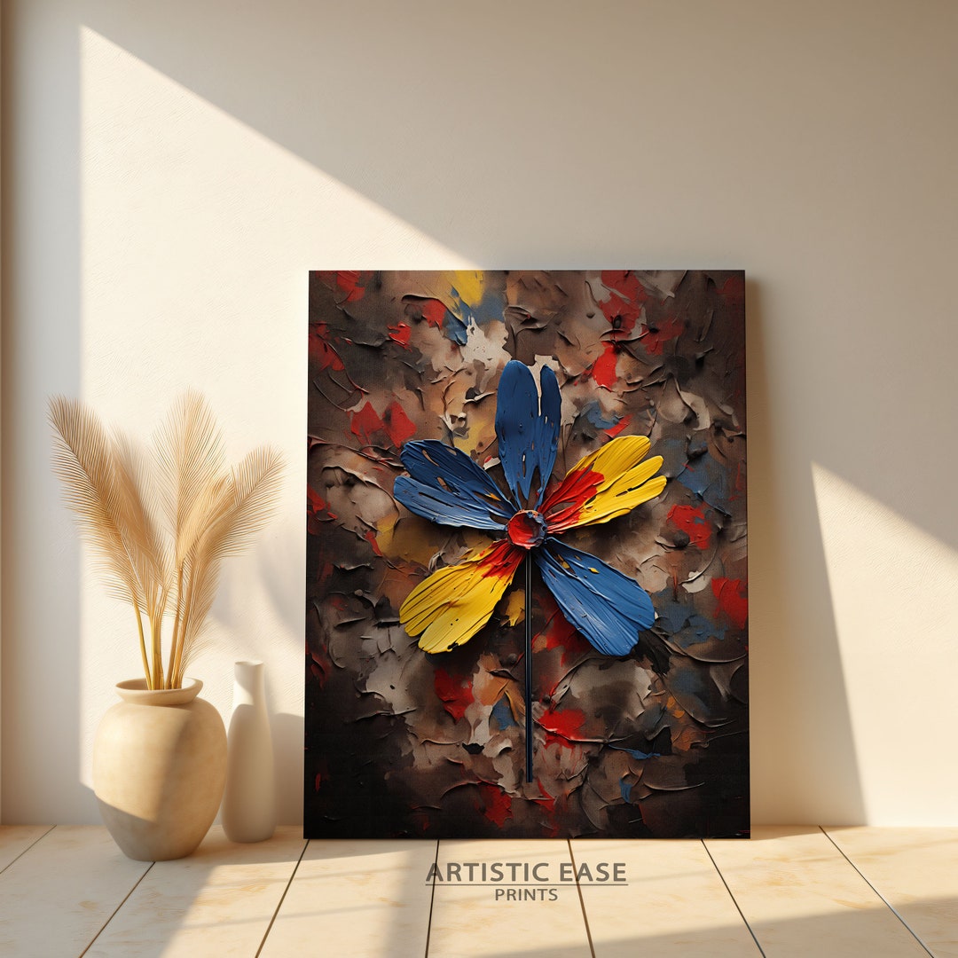 Abstract Colorful Flower Painting, Colorful Modern Wall Art, Abstract