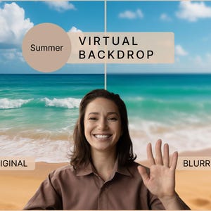 Tropical Ocean Beach Zoom Background, Clear Blue Sky, Golden Sand, Summer Virtual Meeting, Relaxing Video Call Backdrop, Digital Download