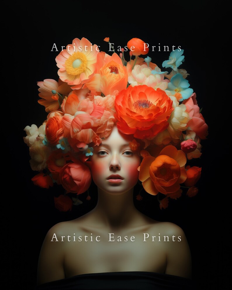 Blooming Woman Head, Woman With Flower Head, Flower Head Woman Print