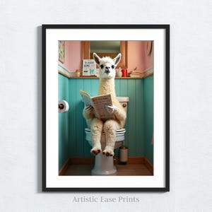Funny Llama Bathroom Print: Quirky Animal Newspaper Art (Digital Download)