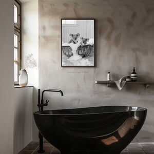 Koala Bathroom Art, Animal in Bathtub, Nursery Animal Print, Koala in Shower, Bathroom Poster Print, Bath Tub Art, Whimsy image 4