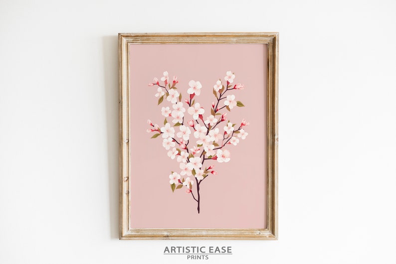 Cherry Blossom Art Print, Cherry Blossom Wall Art, Minimalist Bedroom