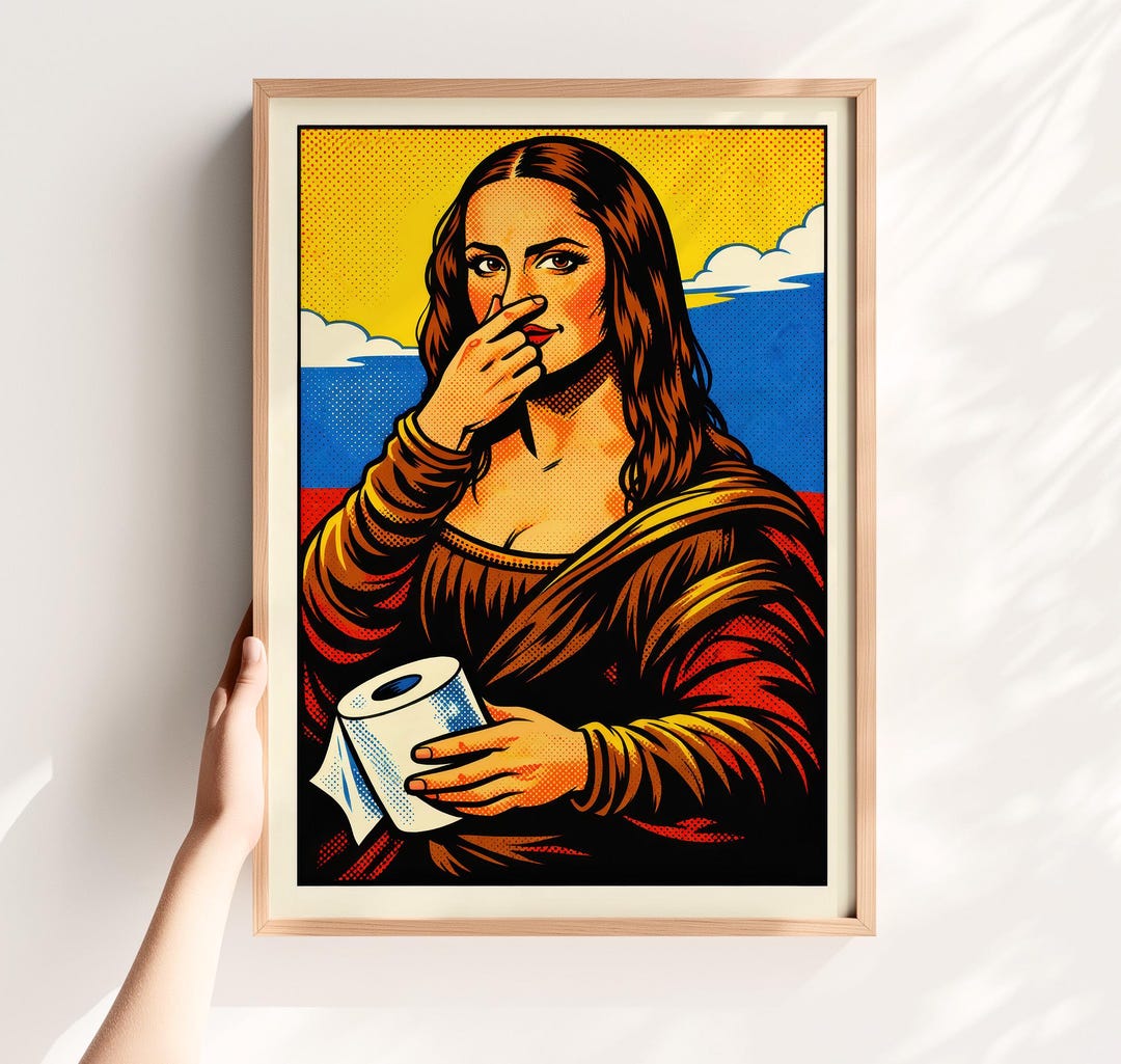 Funny Mona Lisa Bathroom Art, Toilet Paper Pop Art Print, Humorous ...