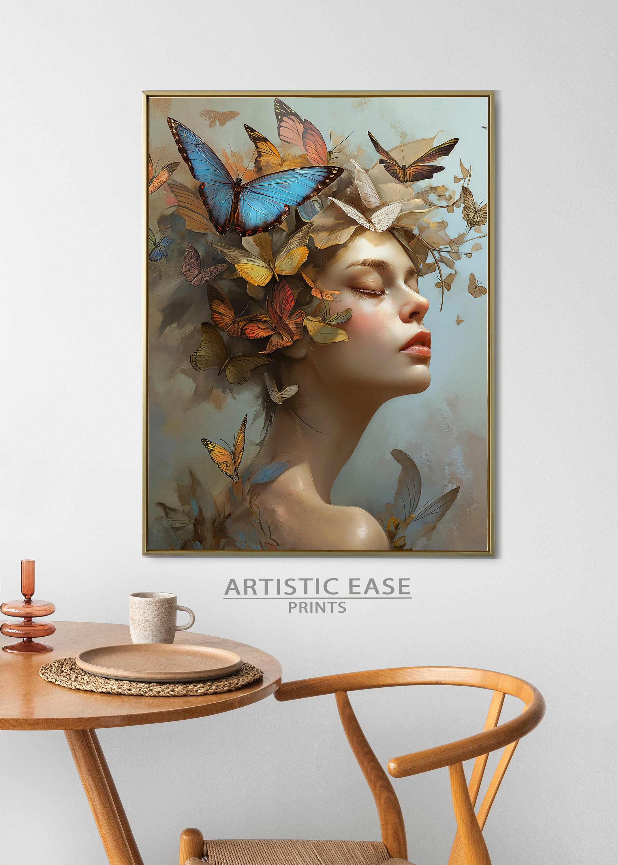 Abstract Lady Wall Art, Woman Portrait Art Print, Woman Butterfly Head ...