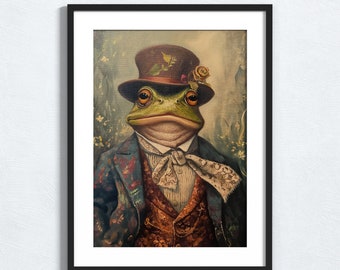 Vintage Mr. Frog Portrait Art: Cottagecore Animal Print (Digital Download)