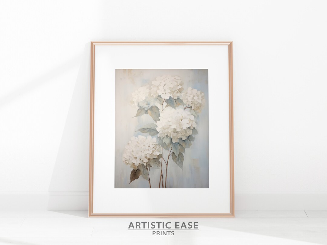 Hydrangea Wall Art Print, White Hydrangea Poster, Hydrangea Wall Decor ...