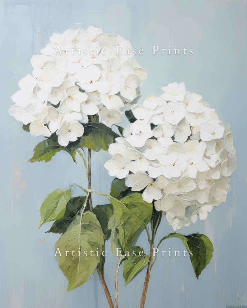 Hydrangea Wall Art Print, White Hydrangea Poster, Hydrangea Wall Decor ...