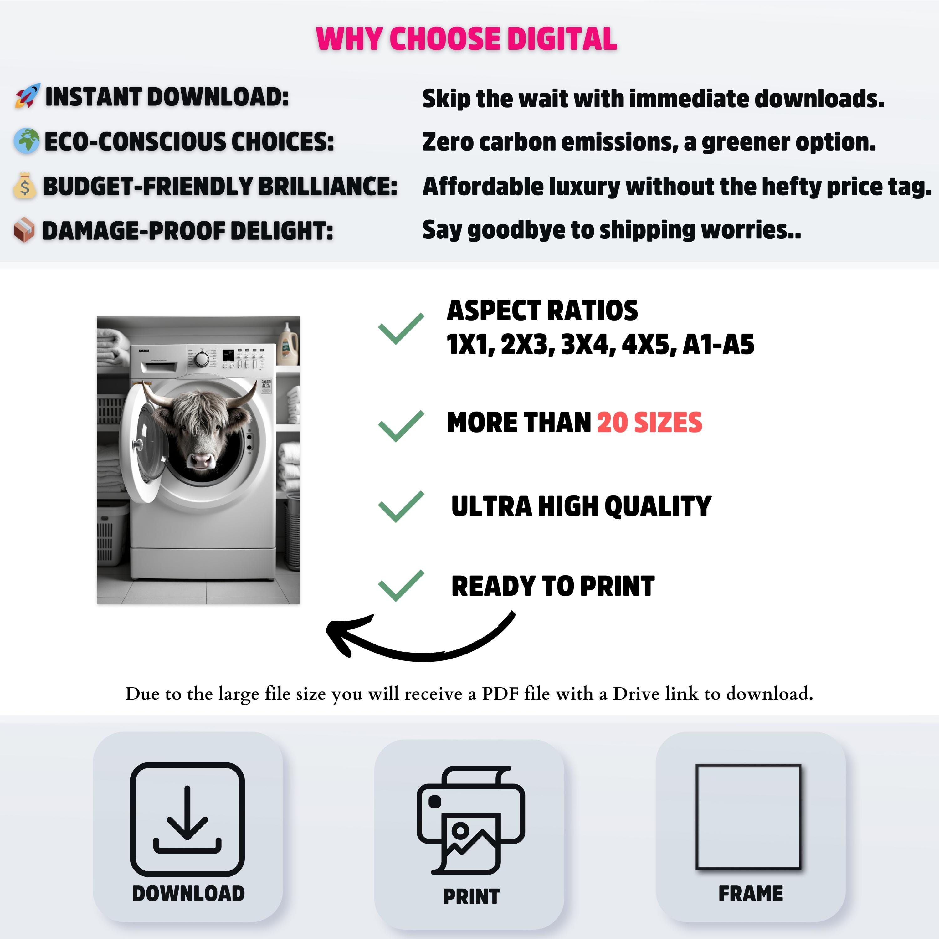 Cow Laundry Room Art Print: Whimsical Farmhouse Decor (digital Download ...