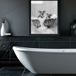 Koala Bathroom Art, Animal in Bathtub, Nursery Animal Print, Koala in Shower, Bathroom Poster Print, Bath Tub Art, Whimsy image 6
