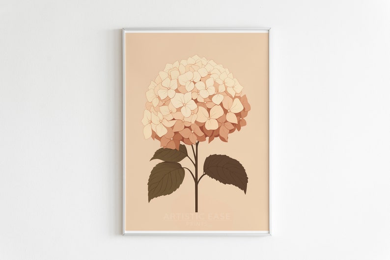 Vintage Hydrangea Print Boho Wall Decor, Romantic Floral Wall Art, Downloadable Hydrangea
