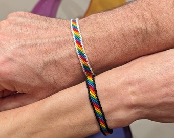 String Rainbow Bracelet, Handmade Colorful Jewelery, Giftable Accessory for Pride LGBTQ+