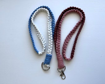 Handmade Lanyard with Clip for Wallets and Keys, Macrame Spring Colors