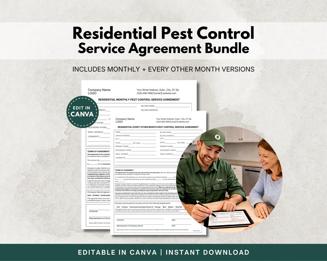 Pest Control Service Agreement Templates, Exterminator Contract ...