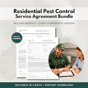 Pest Control Service Agreement Templates, Exterminator Contract, Residential Pest Control Forms, Customer Agreement, Instant Download
