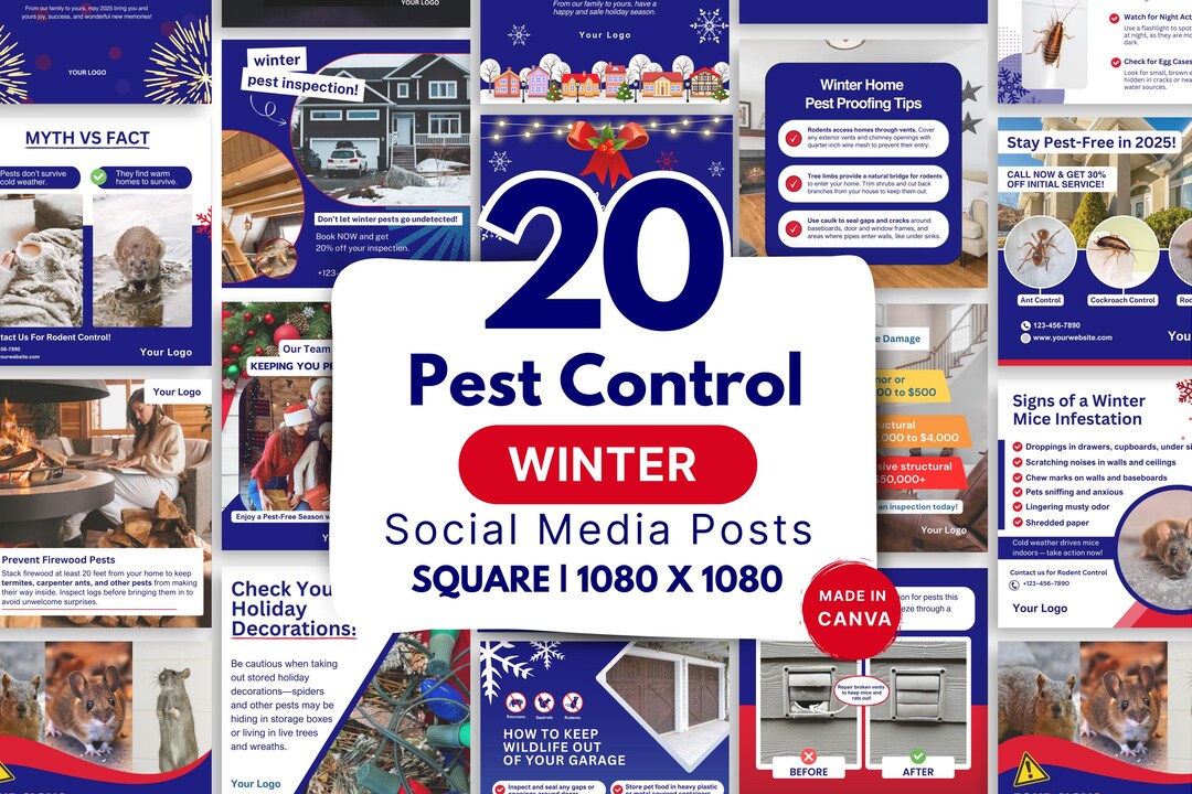 20 Pest Control Winter Social Media Posts, Canva Templates for Pest ...