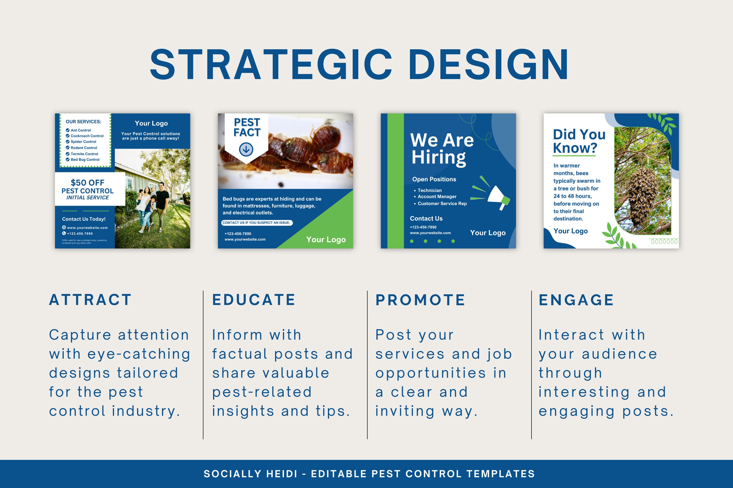 Pest Control Post Examples 30 Pest Control Year-round Social Media Posts, Canva Templates for Pest ...