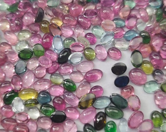 Naturalny wielokolorowy kaboszon turmalinowy owalny 3*4 mm 3*5 mm Mieszane partie kaboszonów Wielokolorowy kaboszon turmalinowy AAA Najwyższa jakość