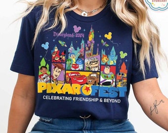Chemise Disneyland Castle Pixar Fest 2024, fête de récréation Pixar Pals pour célébrer l'amitié et au-delà, chemise Disney Pixar Toy Story, Disney Up