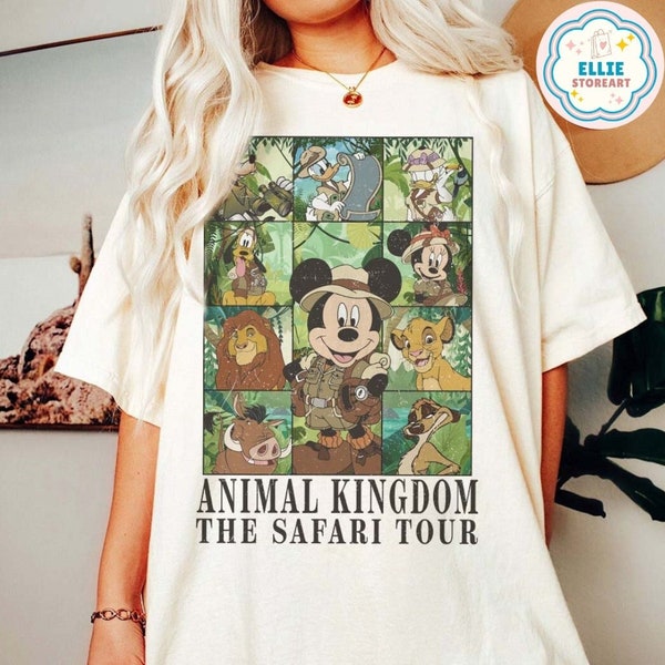 vintage Mickey et ses amis Disney Animal Kingdom La chemise Safari Tour, Le Roi Lion Simba Timon Pumbaa Mode Safari, Family Safari Trip Tee