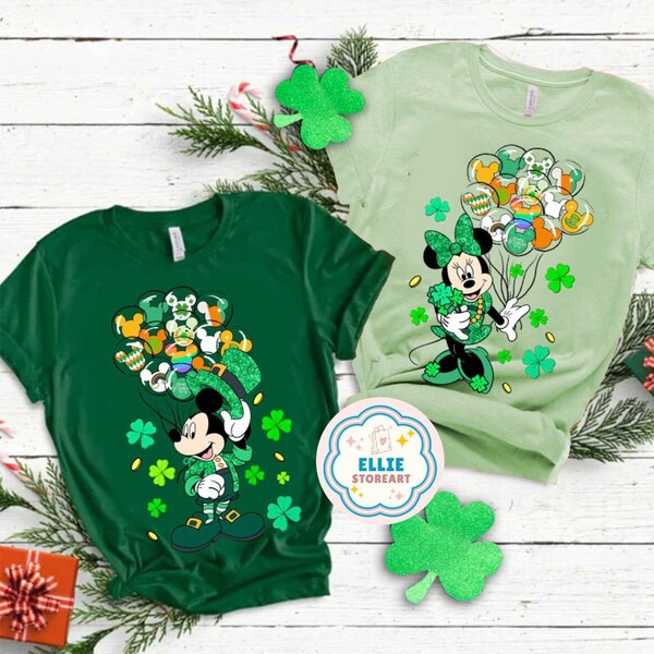 Mickey and Friends Balloons Disney Happy St. Patrick’s Day Shirt, WDW Disneyland Shamrock Lucky Irish Gift, Shenanigans Family Patrick’s Tee