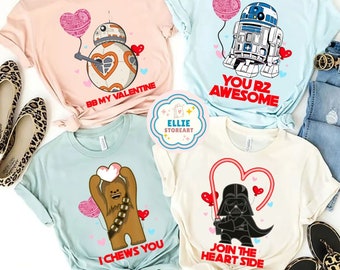 Star Wars Happy Valentine's Day Shirt, Galaxy's Edge WDW Disneyland Valentines Couple Group matching Shirts, Darth Vader Join the heart side