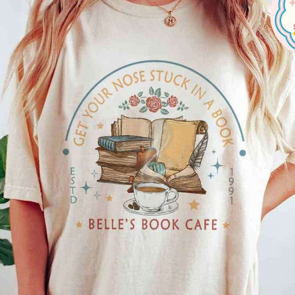 Vintage Retro Disney Belle’s Book Cafe Est 1991 Shirt, Beauty and The Beast Disney Princess Belle Shirt, WDW Disneyland Girl Trip Matching