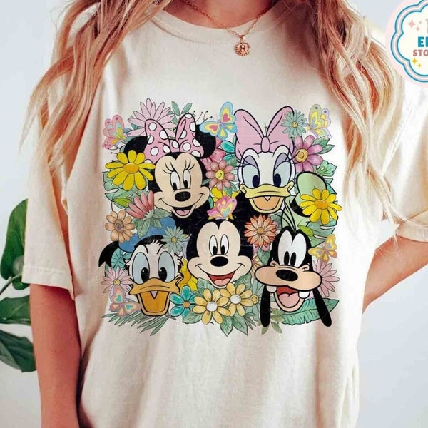 Floral Mickey and Friends Disney Epcot Flower and Garden Festival 2024 Shirt, Vintage WDW Disneyland Girl Trip Shirt, Family Vacation 2024