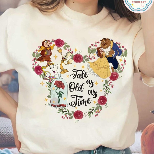 Floral Tale as Old as Time Disney Beauty and the Beast Shirt, Disney Princess Belle Shirt, Belle & Co Sweatshirt, Disney Princess Girl Trip