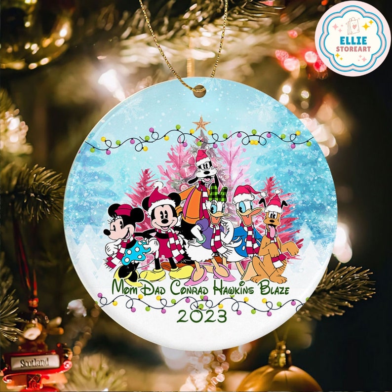 Personalized Mickey and Friends Disney Family Christmas Ornament 2023 Disney Family Christmas