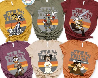 Vintage Disney Star Wars Mickey And Friends Shirt, Star Wars Disney Characters Shirt, Disney Star Wars Family Trip Shirt, Disney Vacation