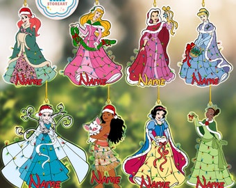 Personalized Disney Princess Christmas Ornament, Mickey Princess Ornament, Gift for her, Christmas princess room decor, Xmas gift for girls