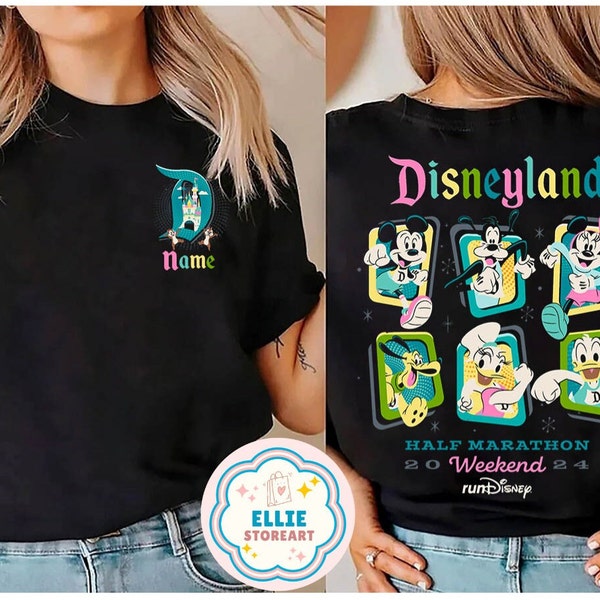 Personalized Two-sided runDisney Mickey & friends Disneyland Half marathon weekend 2024 T-shirt Tank Top, Magical Runner shirt Tanktop