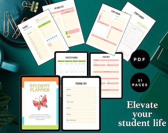 Studentenplanner studieplanner afdrukbare academische planner college schoolplanner Productiviteitsprojectplanner High School Planner tijdschema