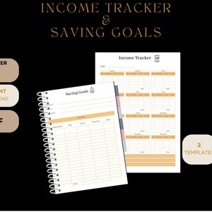 Seguimiento de ingresos imprimible, Seguimiento de dinero, Objetivo de ahorro, Registro de ingresos, Contabilidad minimalista, Planificador financiero, A4, A5, Tamaño carta de EE. UU.