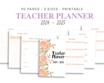 Teacher Planner Printable 2024-2025,Lesson Planner, School Planner, Homeschool Planner, Teacher Binder, Printable PDF