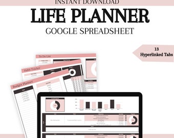 Google Sheet Life Planner Habit Tracker Daily Schedule Task Tracker Digital Planner Spreadsheets To Do List Monthly Calendar Daily Routine