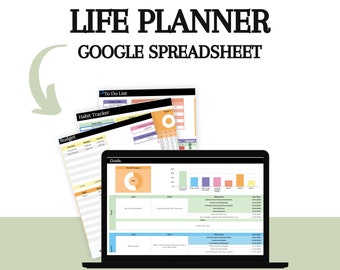 Google Sheet Life Planner Habit Tracker Daily Schedule Task Tracker Digital Planner Spreadsheets To Do List Monthly Calendar Daily Routine