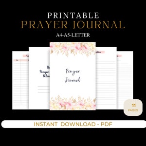 Diario de oración / Estudio bíblico / Diario de gratitud / Planificador digital / PDF / Planificador imprimible de oración diaria / Tarjetas de oración / Planificador devocional